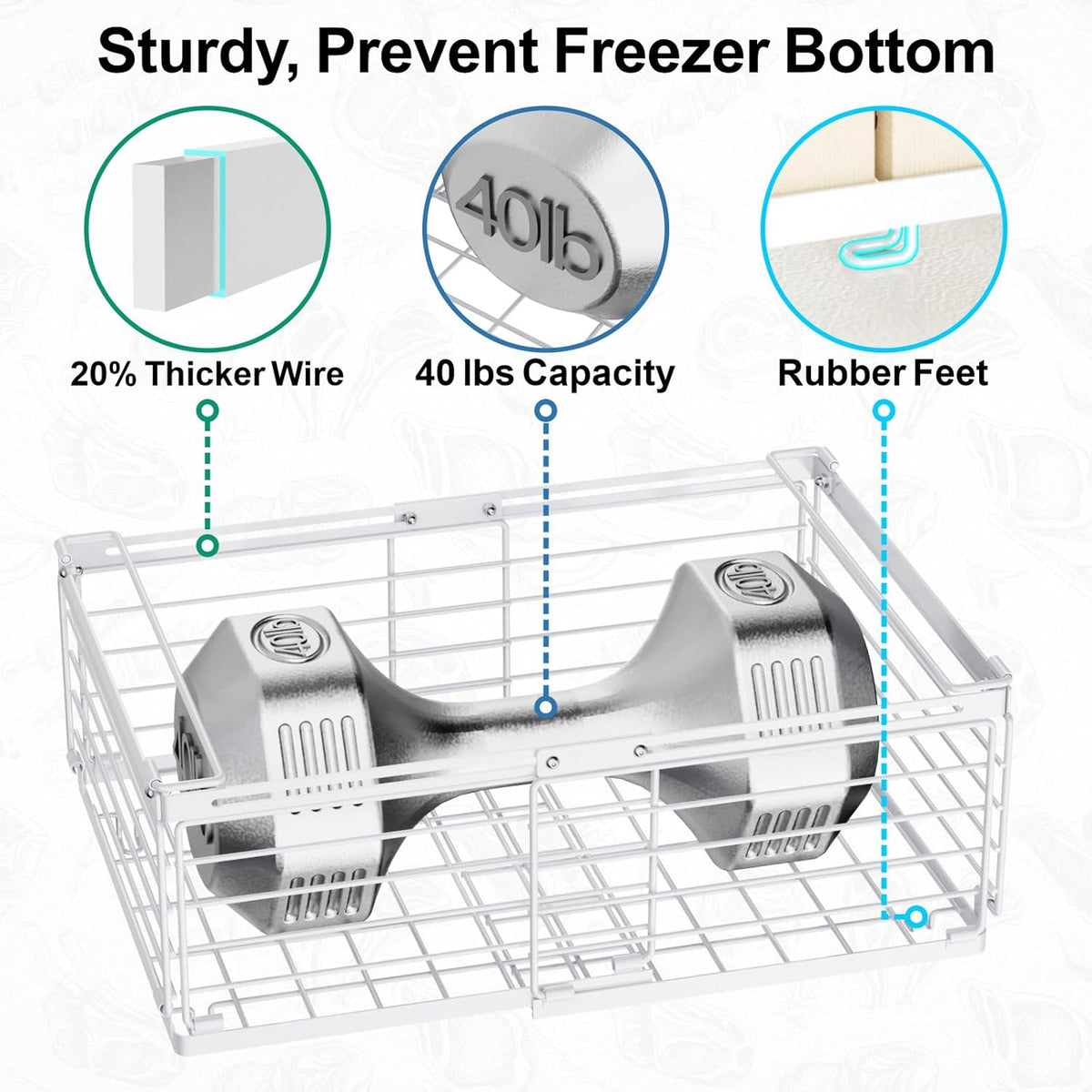 Freezer Organizer Bins - Adjustable Fits Chest Freezers 10-20 Cu Ft | Stackable Wire Baskets, Easy Access & Quick Organization, Sturdy Steel Rack Holds Frozen Meat and Vegetables, Black