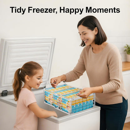 Freezer Organizer Bins - Adjustable Fits Chest Freezers 10-20 Cu Ft | Stackable Wire Baskets, Easy Access & Quick Organization, Sturdy Steel Rack Holds Frozen Meat and Vegetables, Black