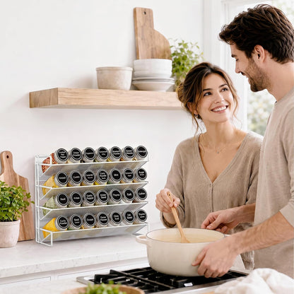 UVIAHOMI Spice Rack Organizer for Cabinet with 28 Spice Jars, 386 Spice Labels, Magnetic Spice Rack for Refrigerator, Seasoning Organizer for Countertop, Kitchen, Pantry, 13.2" W x 9.8" H, Black