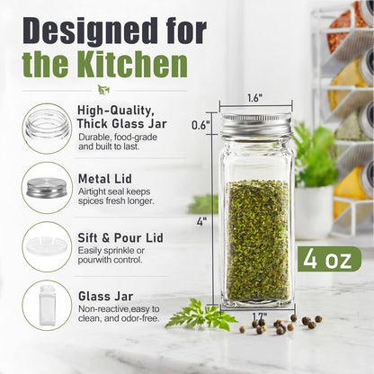UVIAHOMI Spice Rack Organizer for Cabinet with 28 Spice Jars, 386 Spice Labels, Magnetic Spice Rack for Refrigerator, Seasoning Organizer for Countertop, Kitchen, Pantry, 13.2" W x 9.8" H, Black