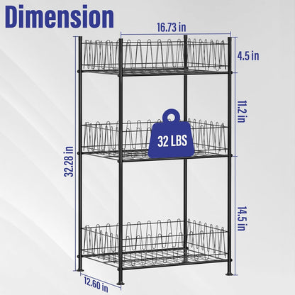 5 Tier Water Bottle Organizer Rack Metal Free Standing Water Storage Rack Beverage Holder Bottled Water Stand for Floor, Space Saver Soda Drink Shelf for Kitchen Living Room, Black