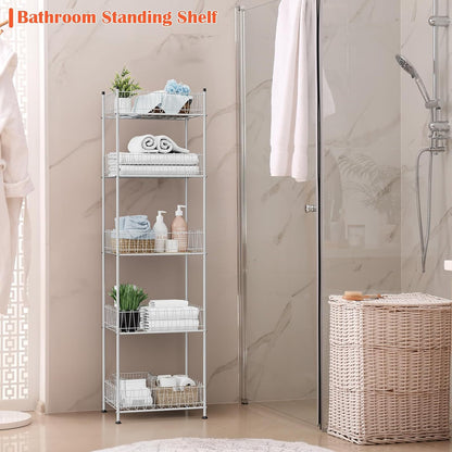 5 Tier Water Bottle Organizer Rack Metal Free Standing Water Storage Rack Beverage Holder Bottled Water Stand for Floor, Space Saver Soda Drink Shelf for Kitchen Living Room, Black