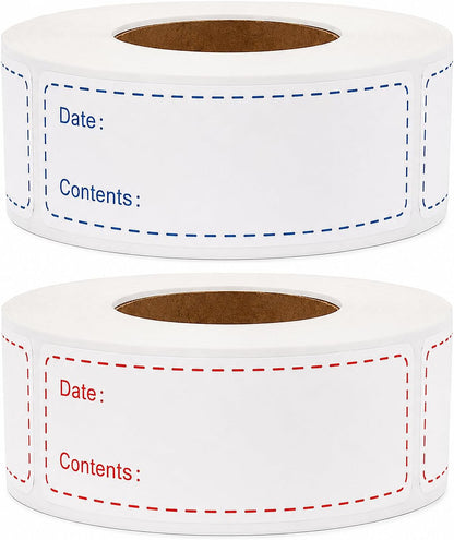 1 X 3 Inch Food Labels, Removable Freezer Labels for Kitchen, 2 Rolls 600 Pieces Date Label Stickers, Easy to Write On, No Residue