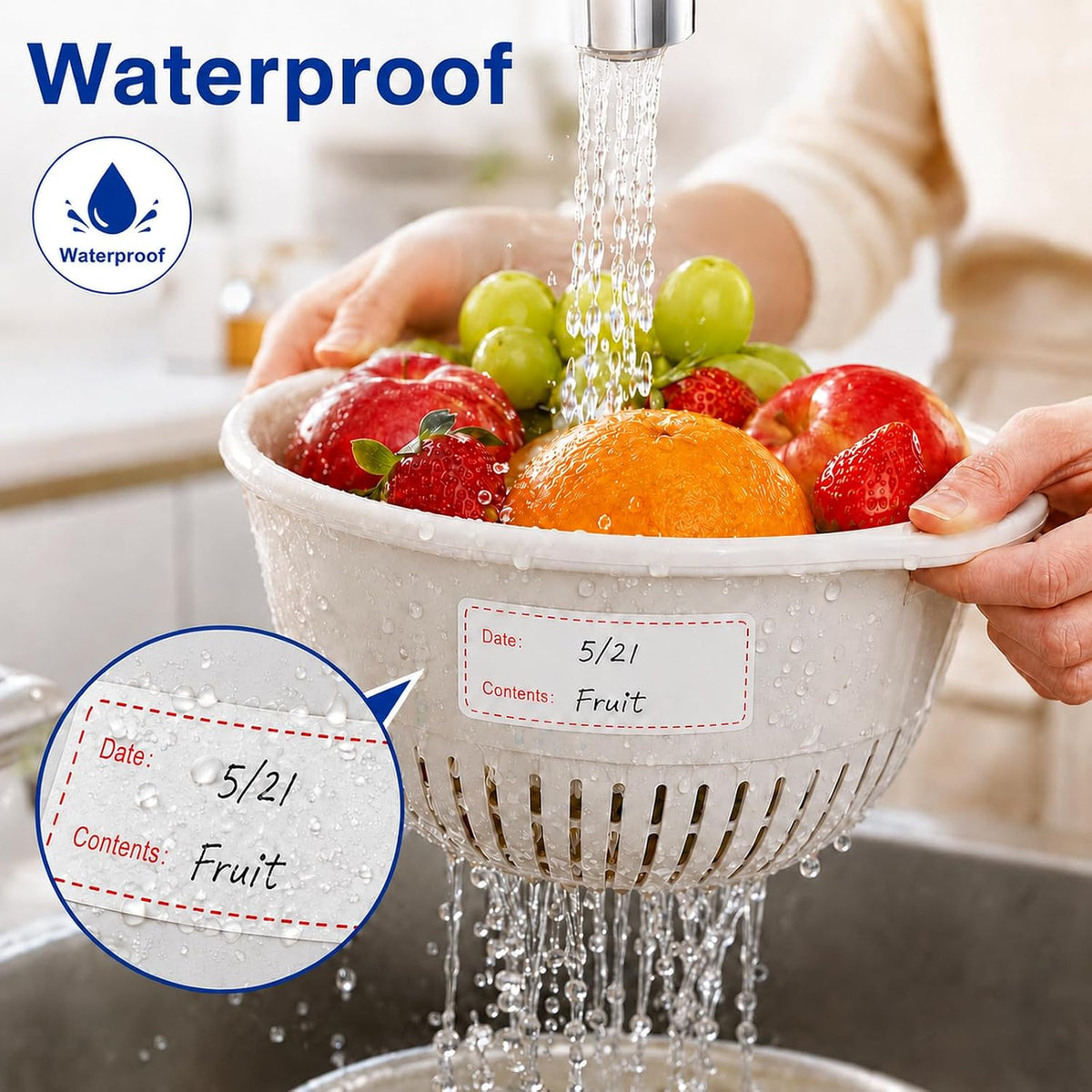1 X 3 Inch Food Labels, Removable Freezer Labels for Kitchen, 2 Rolls 600 Pieces Date Label Stickers, Easy to Write On, No Residue