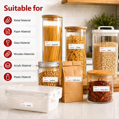 1 X 3 Inch Food Labels, Removable Freezer Labels for Kitchen, 2 Rolls 600 Pieces Date Label Stickers, Easy to Write On, No Residue