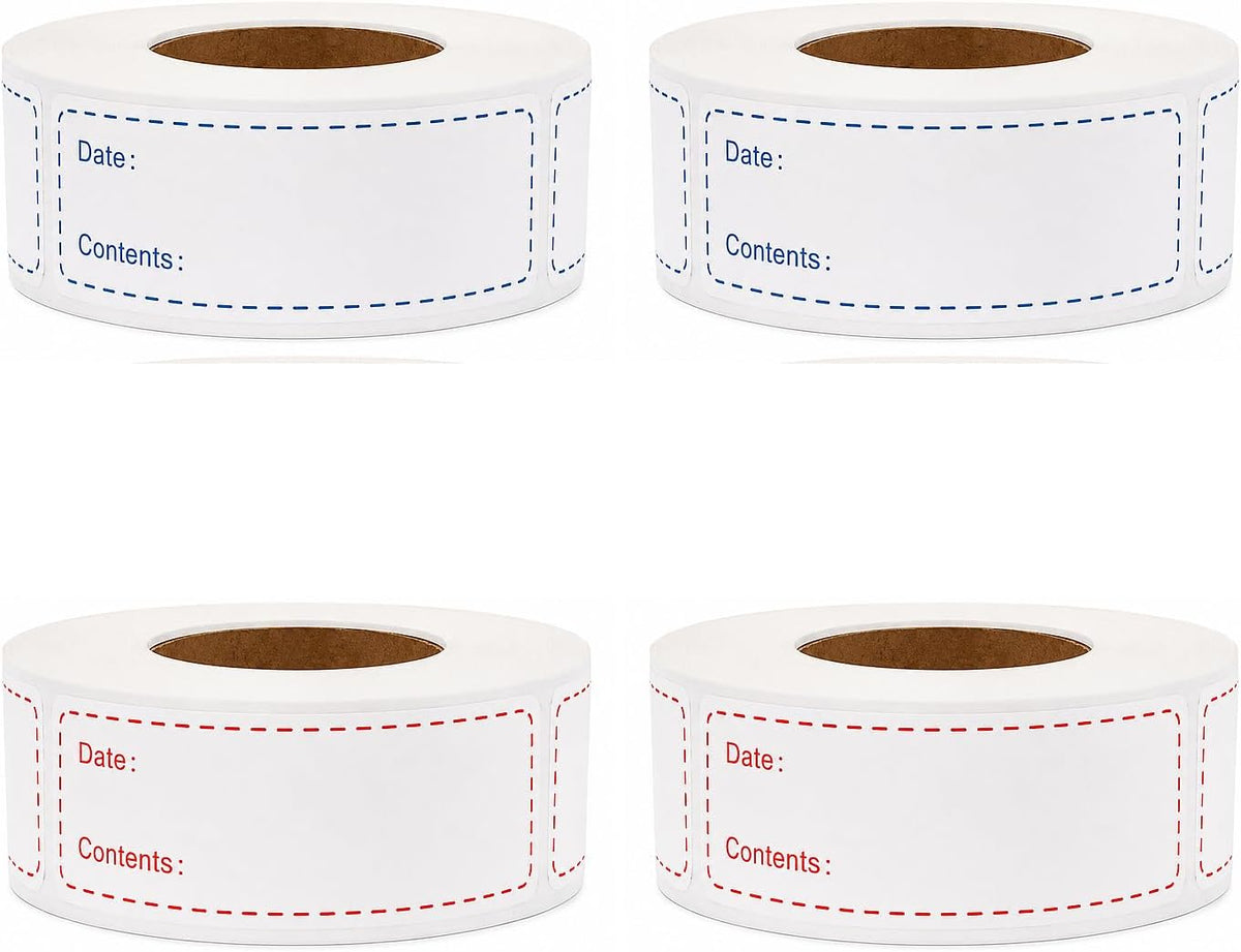 1 X 3 Inch Food Labels, Removable Freezer Labels for Kitchen, 2 Rolls 600 Pieces Date Label Stickers, Easy to Write On, No Residue