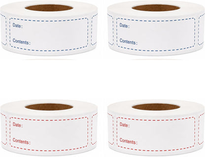 1 X 3 Inch Food Labels, Removable Freezer Labels for Kitchen, 2 Rolls 600 Pieces Date Label Stickers, Easy to Write On, No Residue