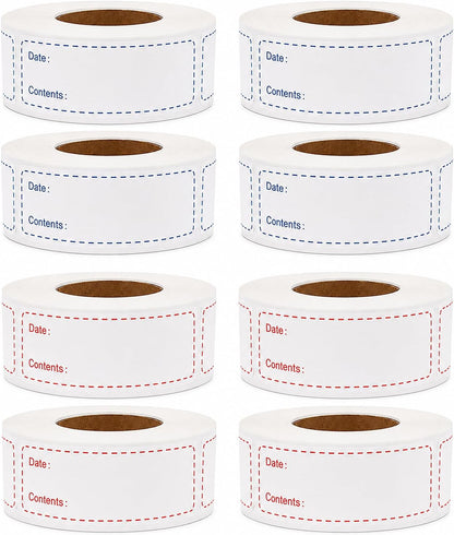 1 X 3 Inch Food Labels, Removable Freezer Labels for Kitchen, 2 Rolls 600 Pieces Date Label Stickers, Easy to Write On, No Residue