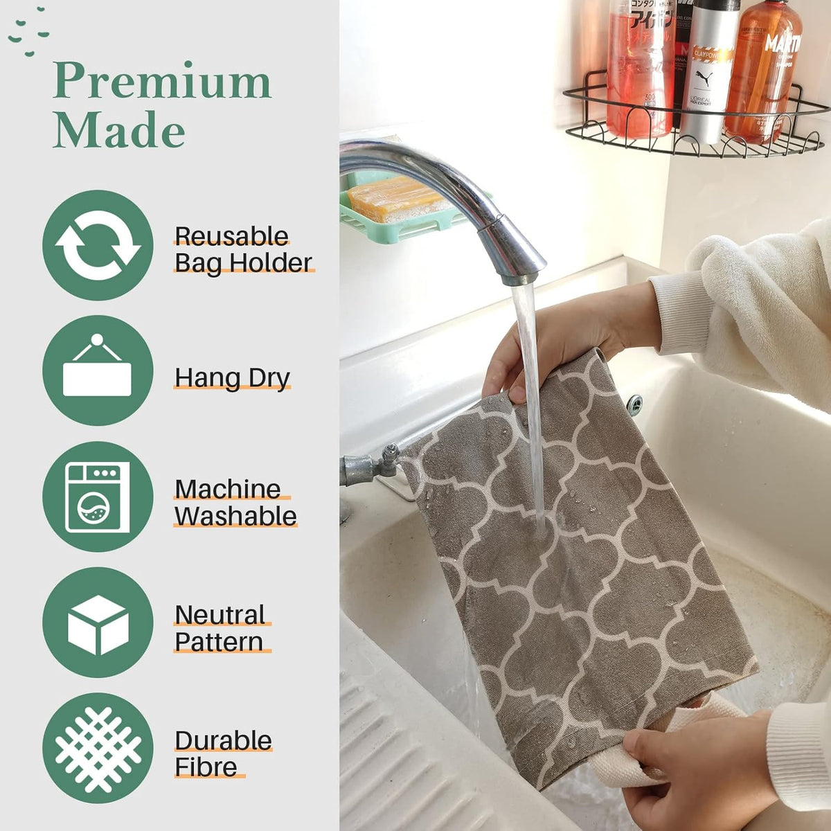 Plastic Bag Holder, Washable Grocery Bag Holder for Plastic Bags, Strong Plastic Bag Storage Dispenser with Hanging Loop, Wall Mount Trash Bag Dispenser for Home Kitchen Cabinet (Dark Grey)