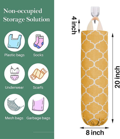 Plastic Bag Holder, Washable Grocery Bag Holder for Plastic Bags, Strong Plastic Bag Storage Dispenser with Hanging Loop, Wall Mount Trash Bag Dispenser for Home Kitchen Cabinet (Dark Grey)