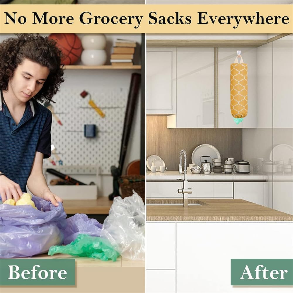 Plastic Bag Holder, Washable Grocery Bag Holder for Plastic Bags, Strong Plastic Bag Storage Dispenser with Hanging Loop, Wall Mount Trash Bag Dispenser for Home Kitchen Cabinet (Dark Grey)