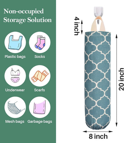Plastic Bag Holder, Washable Grocery Bag Holder for Plastic Bags, Strong Plastic Bag Storage Dispenser with Hanging Loop, Wall Mount Trash Bag Dispenser for Home Kitchen Cabinet (Dark Grey)