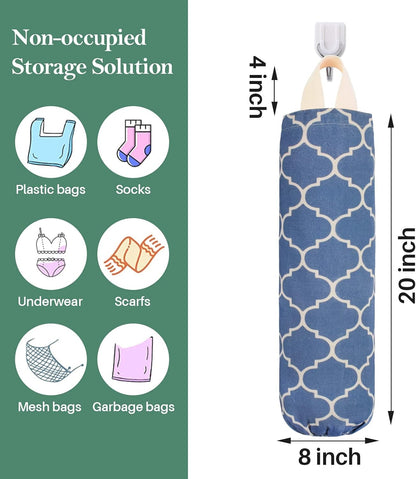 Plastic Bag Holder, Washable Grocery Bag Holder for Plastic Bags, Strong Plastic Bag Storage Dispenser with Hanging Loop, Wall Mount Trash Bag Dispenser for Home Kitchen Cabinet (Dark Grey)
