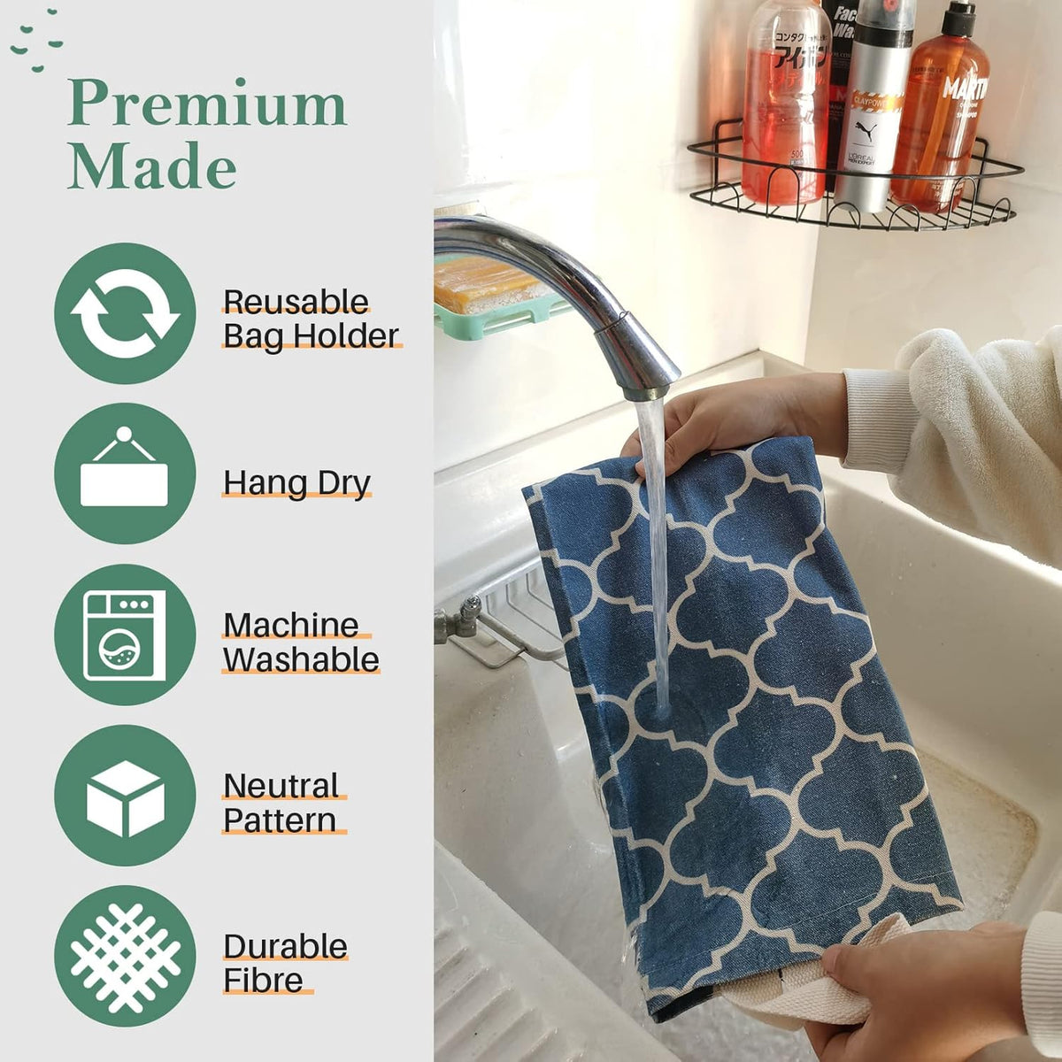 Plastic Bag Holder, Washable Grocery Bag Holder for Plastic Bags, Strong Plastic Bag Storage Dispenser with Hanging Loop, Wall Mount Trash Bag Dispenser for Home Kitchen Cabinet (Dark Grey)
