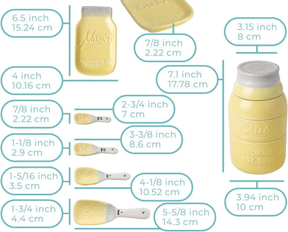 White Mason Jar Measuring Set – 4 Cups, 4 Spoons, Spoon Rest