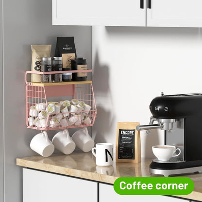 Magnetic Shelf for Fridge with Wood Lid, Fruit Potato and Onion Storage Bins, Pantry Organizers & Storage, Large Container Magnetic Spice Rack for Refrigerator, Kitchen Counter, Cabinet