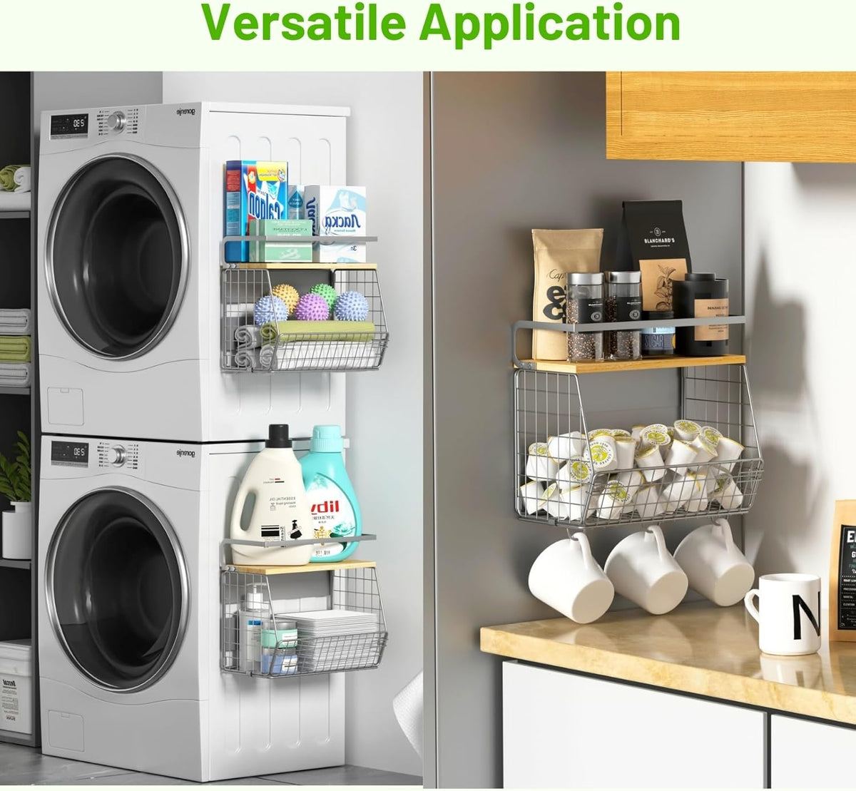 Magnetic Shelf for Fridge with Wood Lid, Fruit Potato and Onion Storage Bins, Pantry Organizers & Storage, Large Container Magnetic Spice Rack for Refrigerator, Kitchen Counter, Cabinet