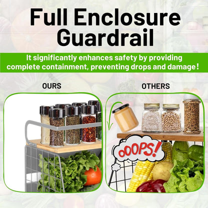 Magnetic Shelf for Fridge with Wood Lid, Fruit Potato and Onion Storage Bins, Pantry Organizers & Storage, Large Container Magnetic Spice Rack for Refrigerator, Kitchen Counter, Cabinet