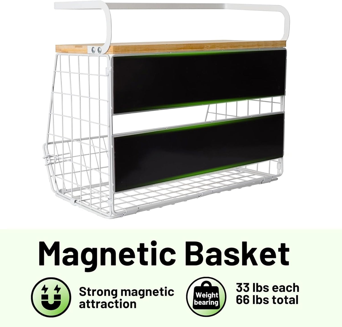 Magnetic Shelf for Fridge with Wood Lid, Fruit Potato and Onion Storage Bins, Pantry Organizers & Storage, Large Container Magnetic Spice Rack for Refrigerator, Kitchen Counter, Cabinet
