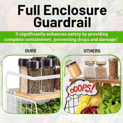 Magnetic Shelf for Fridge with Wood Lid, Fruit Potato and Onion Storage Bins, Pantry Organizers & Storage, Large Container Magnetic Spice Rack for Refrigerator, Kitchen Counter, Cabinet