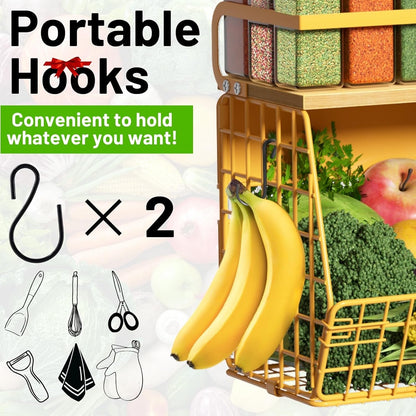 Magnetic Shelf for Fridge with Wood Lid, Fruit Potato and Onion Storage Bins, Pantry Organizers & Storage, Large Container Magnetic Spice Rack for Refrigerator, Kitchen Counter, Cabinet