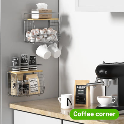 Magnetic Shelf for Fridge with Wood Lid, Fruit Potato and Onion Storage Bins, Pantry Organizers & Storage, Large Container Magnetic Spice Rack for Refrigerator, Kitchen Counter, Cabinet