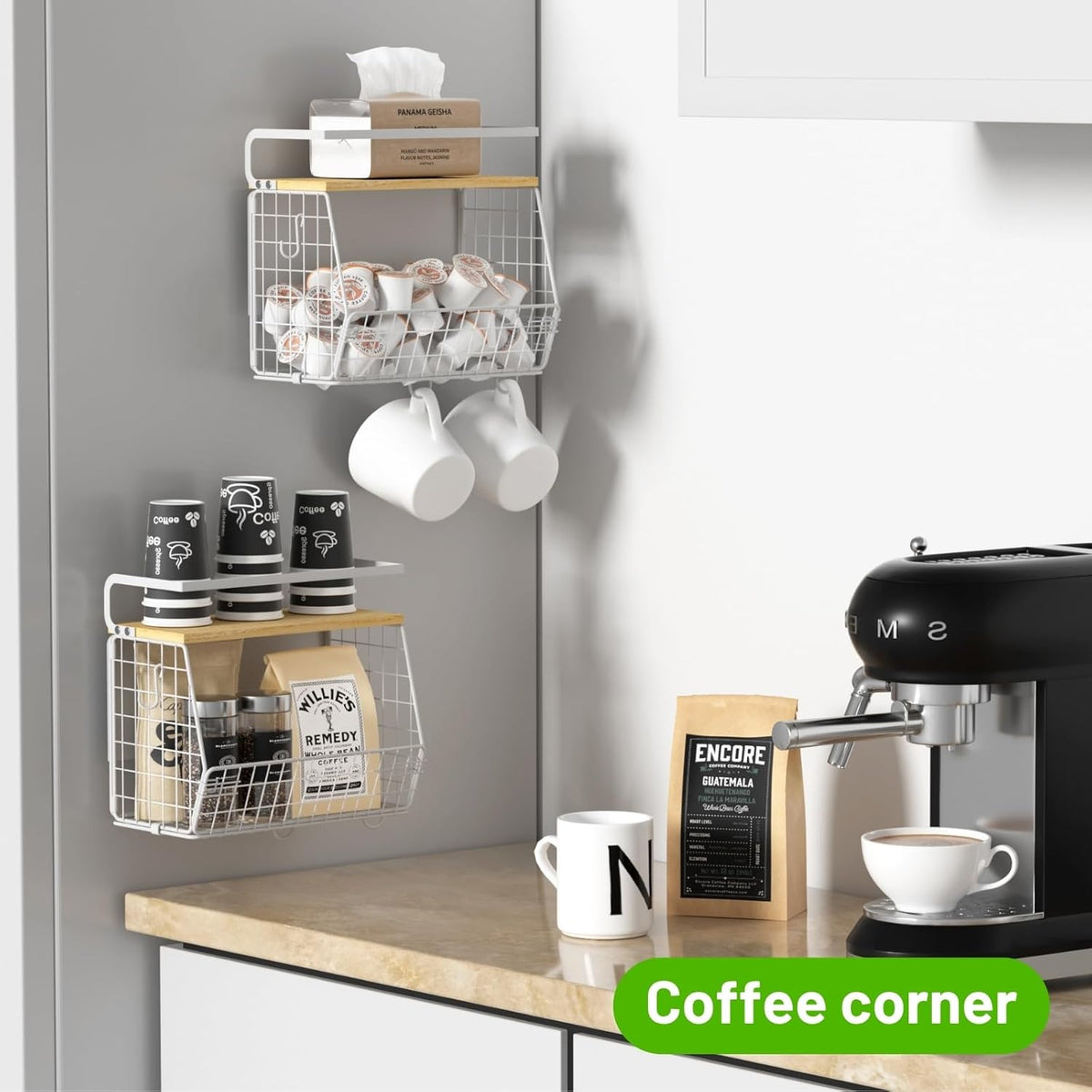 Magnetic Shelf for Fridge with Wood Lid, Fruit Potato and Onion Storage Bins, Pantry Organizers & Storage, Large Container Magnetic Spice Rack for Refrigerator, Kitchen Counter, Cabinet