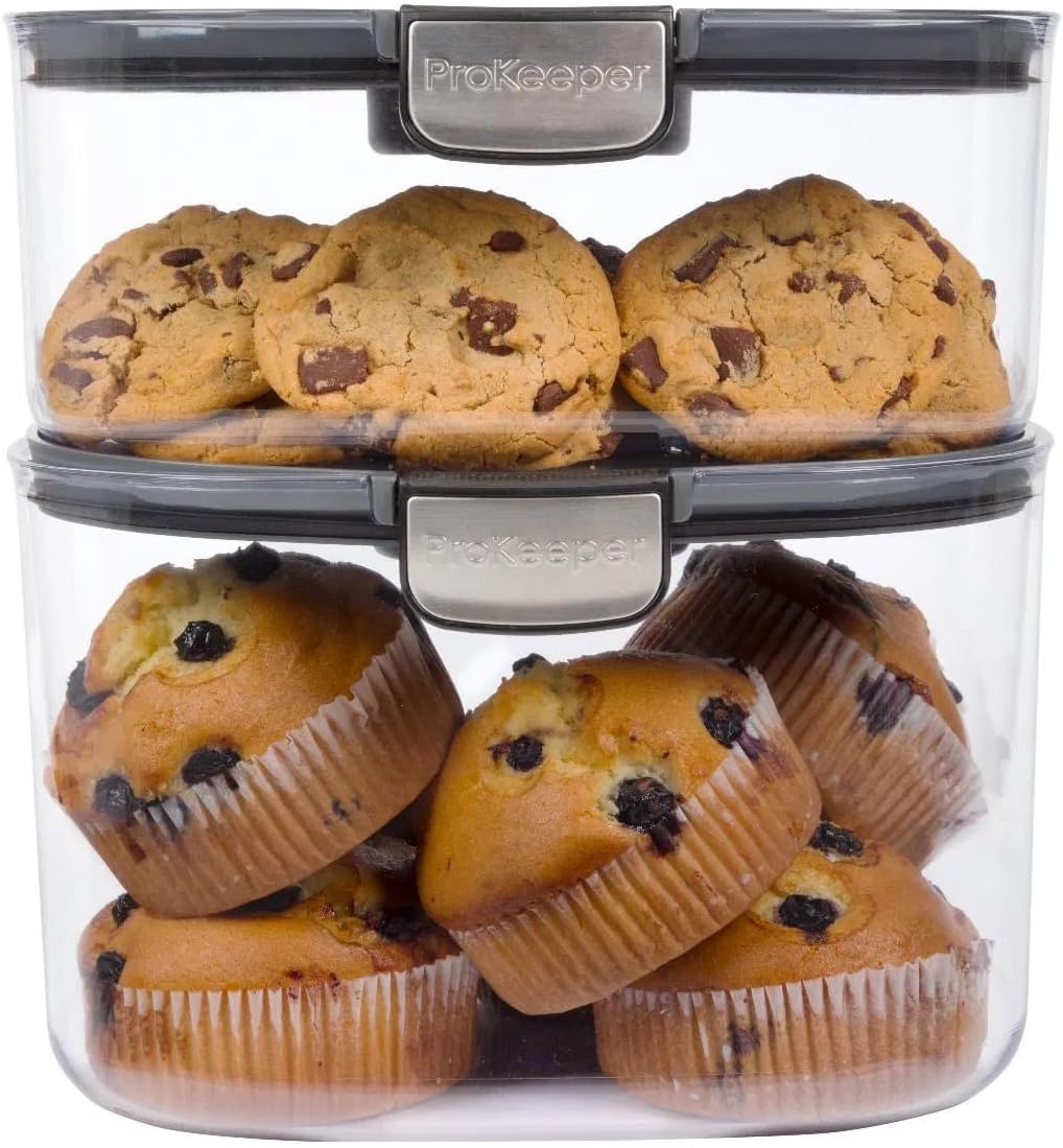 Progressive ProKeeper International Airtight Food Storage Container with Terracotta Disk for Freshness, Stackable & Dishwasher Safe, Ideal for Cookies, Baked Goods, & More 3 Quart