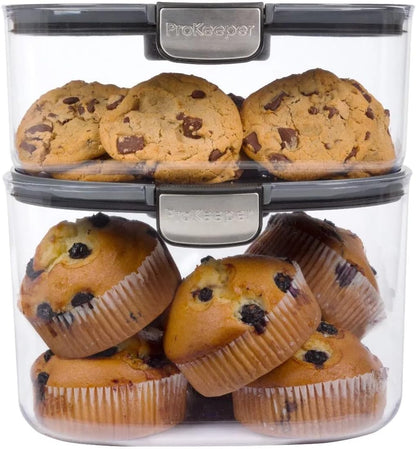 Progressive ProKeeper International Airtight Food Storage Container with Terracotta Disk for Freshness, Stackable & Dishwasher Safe, Ideal for Cookies, Baked Goods, & More 3 Quart