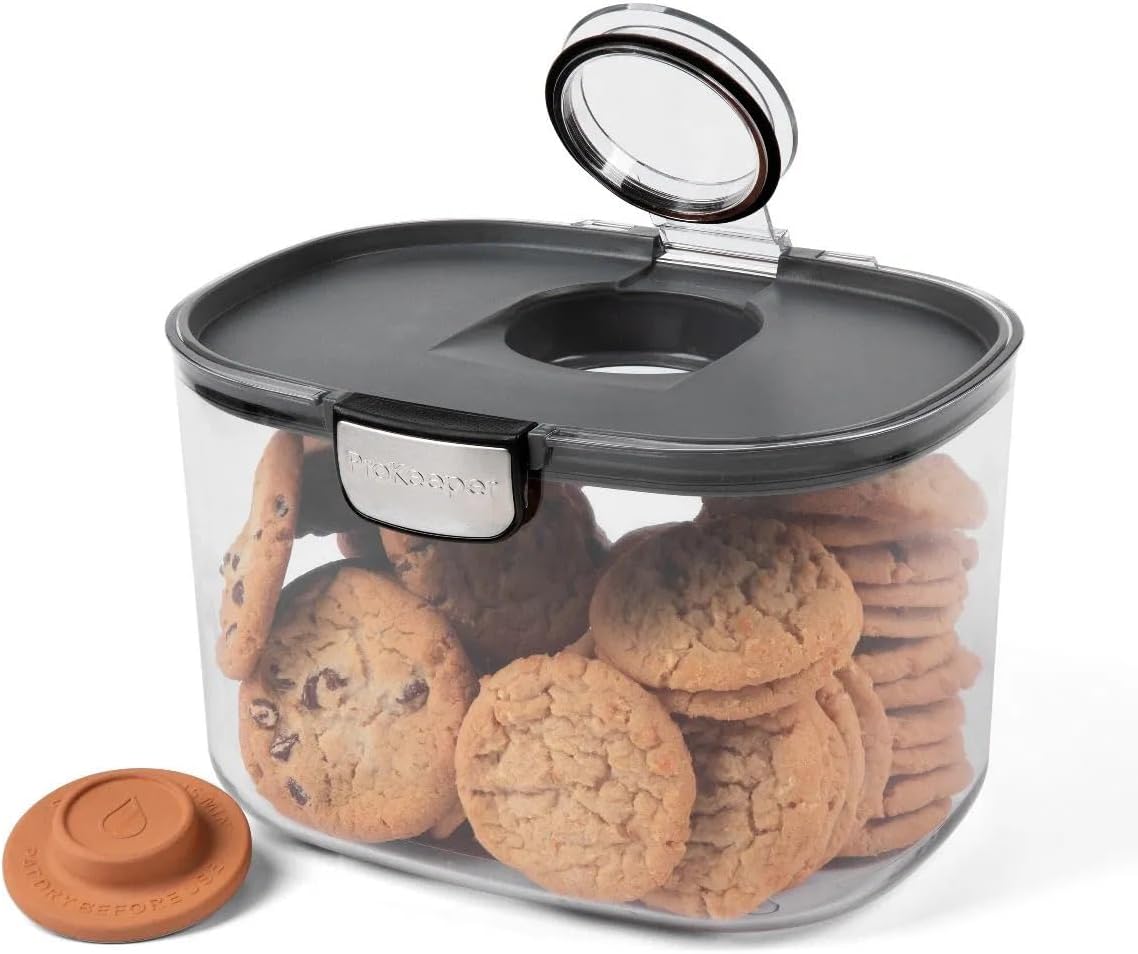 Progressive ProKeeper International Airtight Food Storage Container with Terracotta Disk for Freshness, Stackable & Dishwasher Safe, Ideal for Cookies, Baked Goods, & More 3 Quart