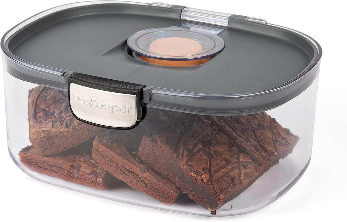 Progressive ProKeeper International Airtight Food Storage Container with Terracotta Disk for Freshness, Stackable & Dishwasher Safe, Ideal for Cookies, Baked Goods, & More 3 Quart