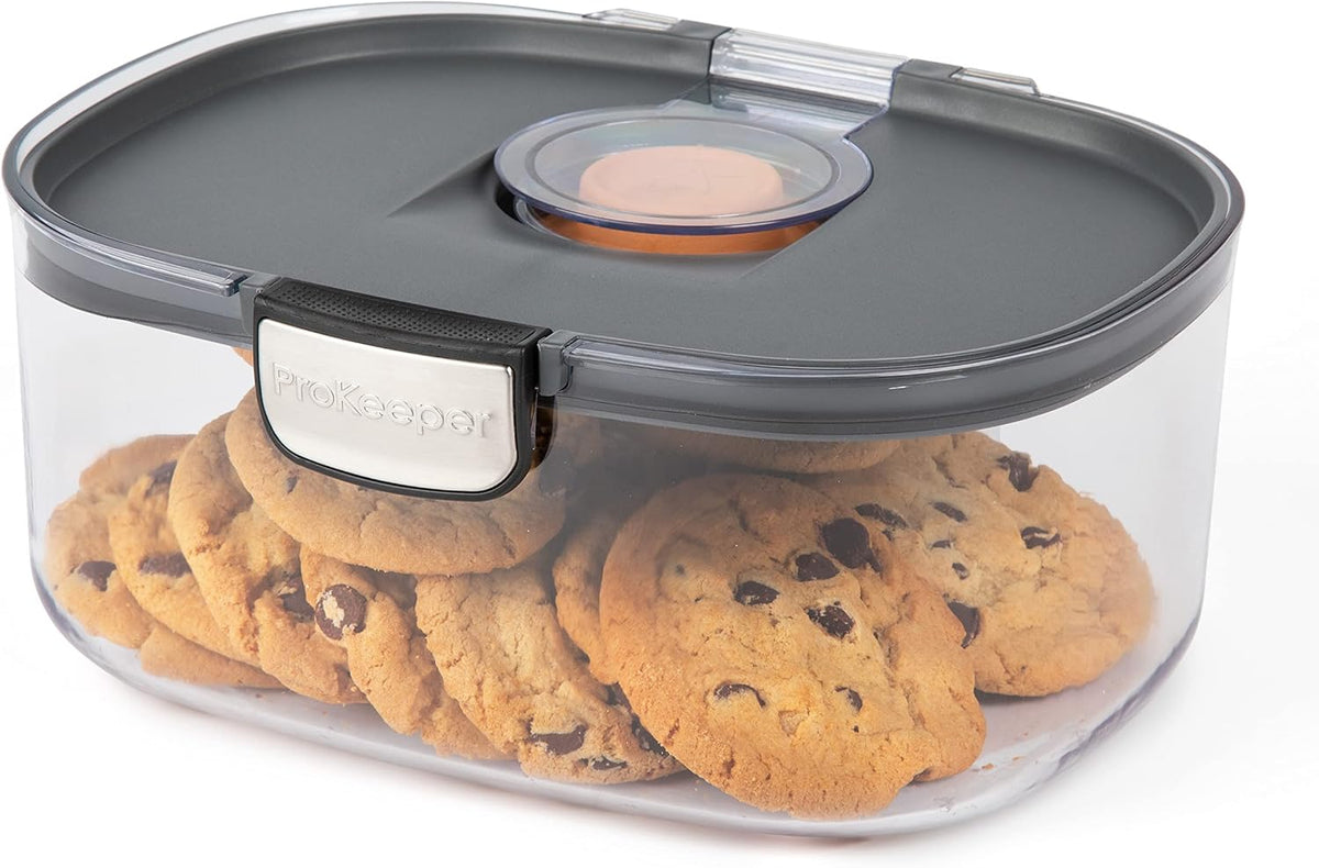 Progressive ProKeeper International Airtight Food Storage Container with Terracotta Disk for Freshness, Stackable & Dishwasher Safe, Ideal for Cookies, Baked Goods, & More 3 Quart