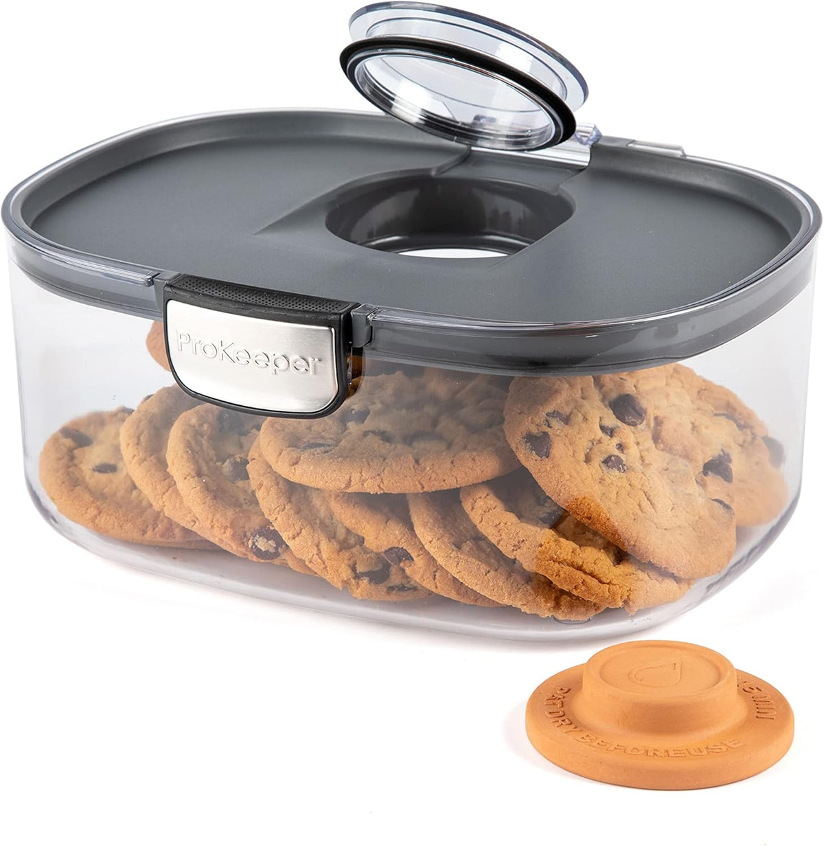 Progressive ProKeeper International Airtight Food Storage Container with Terracotta Disk for Freshness, Stackable & Dishwasher Safe, Ideal for Cookies, Baked Goods, & More 3 Quart