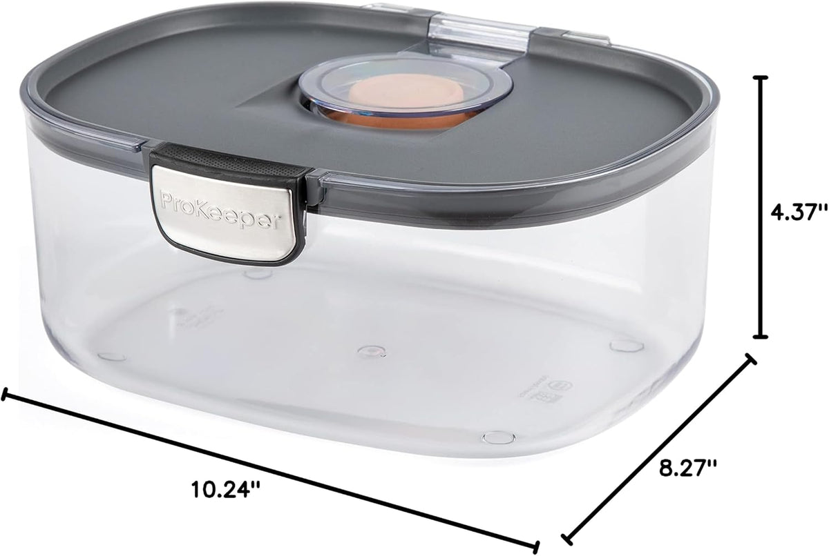 Progressive ProKeeper International Airtight Food Storage Container with Terracotta Disk for Freshness, Stackable & Dishwasher Safe, Ideal for Cookies, Baked Goods, & More 3 Quart