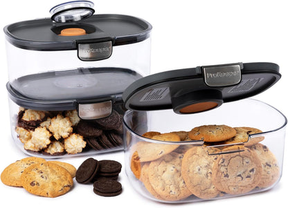 Progressive ProKeeper International Airtight Food Storage Container with Terracotta Disk for Freshness, Stackable & Dishwasher Safe, Ideal for Cookies, Baked Goods, & More 3 Quart