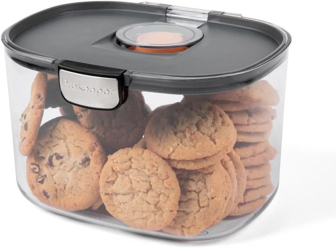 Progressive ProKeeper International Airtight Food Storage Container with Terracotta Disk for Freshness, Stackable & Dishwasher Safe, Ideal for Cookies, Baked Goods, & More 3 Quart