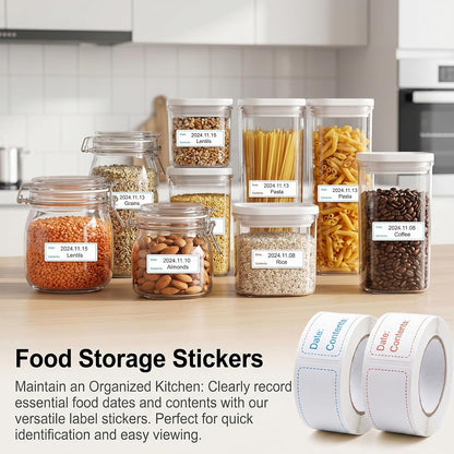 300Pcs Removable Food Labels Stickers, 1 x 3 Inch Freezer Labels for Food Containers, Date Stickers for Refrigerator Kitchen Restaurants Grocery Stores Markets Easy Clean No Residue