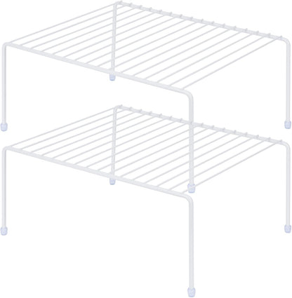 Medium (13.1 x 10.2 Inch) Cabinet Storage Shelf Rack, Shelves，Kitchen Counter and Cabinet Shelf, Storage Rack Organizer for Kitchen, Fridge, Cabinet, Bathroom Cupboard& Pantry (2, White)