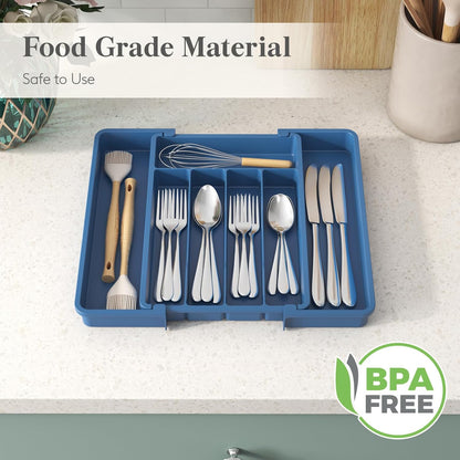 Silverware Organizer for Drawer, Expandable Utensil Tray