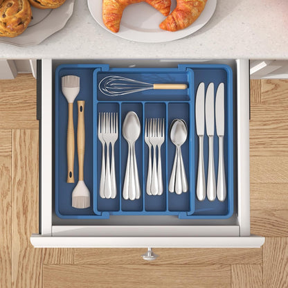 Silverware Organizer for Drawer, Expandable Utensil Tray
