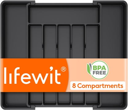 Silverware Organizer for Drawer, Expandable Utensil Tray