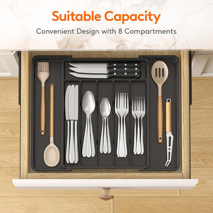 Silverware Organizer for Drawer, Expandable Utensil Tray