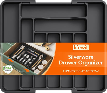 Silverware Organizer for Drawer, Expandable Utensil Tray
