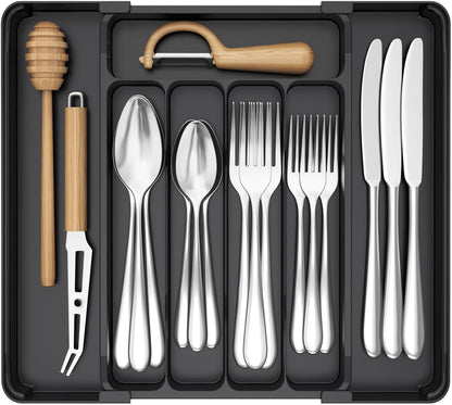 Silverware Organizer for Drawer, Expandable Utensil Tray