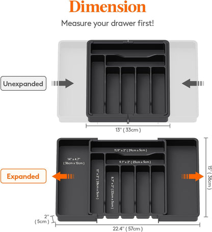 Silverware Organizer for Drawer, Expandable Utensil Tray