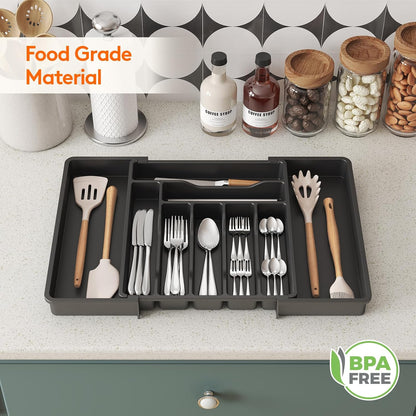 Silverware Organizer for Drawer, Expandable Utensil Tray
