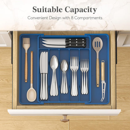 Silverware Organizer for Drawer, Expandable Utensil Tray