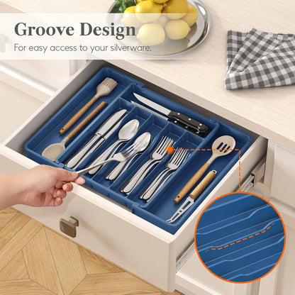 Silverware Organizer for Drawer, Expandable Utensil Tray