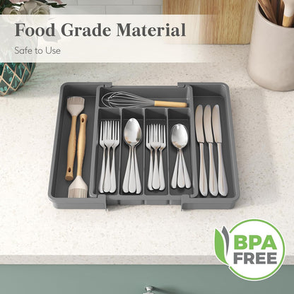 Silverware Organizer for Drawer, Expandable Utensil Tray