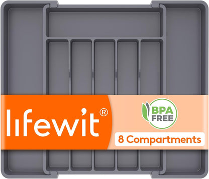 Silverware Organizer for Drawer, Expandable Utensil Tray